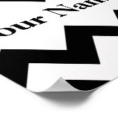 Schwarzweiß Zickzack mit Monogramm Poster (Ecke)