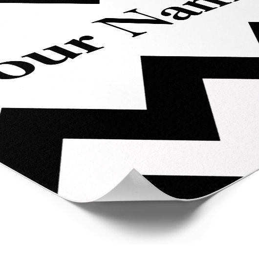 Schwarzweiß Zickzack mit Monogramm Poster (Ecke)