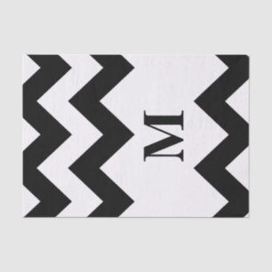 Schwarzweiß Zickzack mit Monogramm Seidenpapier