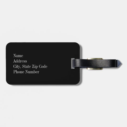 Schwarzweiss-Zickzack mit rotem Monogramm Gepäckanhänger (Rückseite horizontal)