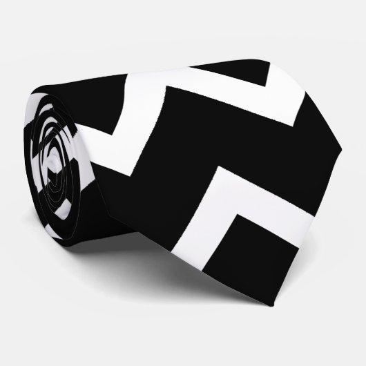 Schwarzweiss-Zickzack-Muster Krawatte (Gerollt)