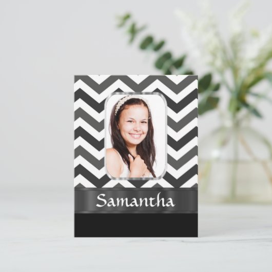 Schwarzweiß Zickzack Postkarte (Stehend Vorderseite)