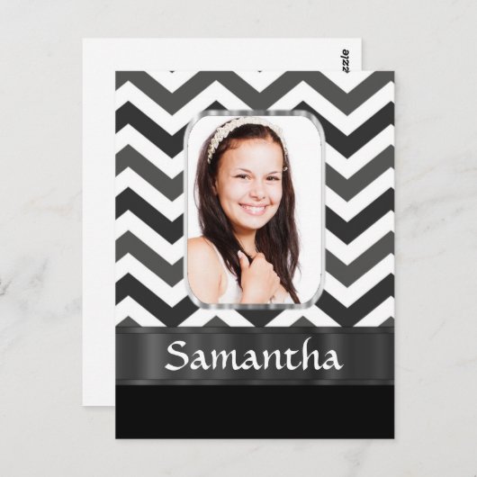 Schwarzweiß Zickzack Postkarte (Vorne/Hinten)