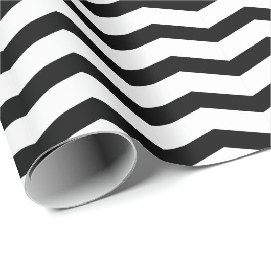 Schwarzweiß-Zickzack Zickzack-Muster Weihnachten Geschenkpapier (Rolleneckpunkt)