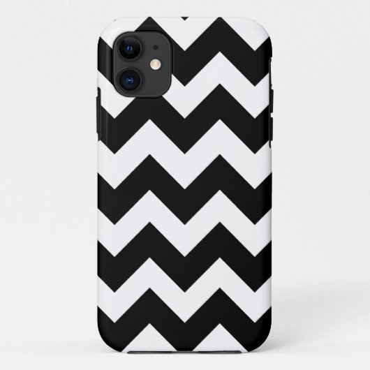 Schwarzweiß-Zickzack Zigzap-Muster Case-Mate iPhone Hülle (Rückseite)