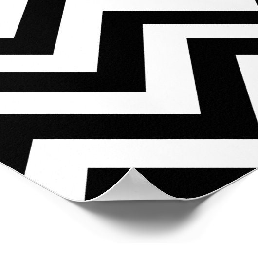 Schwarzweiß-Zigzag-Zickzack Muster Poster (Ecke)