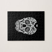 Schwarzweiss-Zuckerschädel mit Rosen-Augen Puzzle (Horizontal)