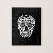 Schwarzweiss-Zuckerschädel mit Rosen-Augen Puzzle (Vertikal)