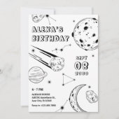 Schwarzweißastrologie Mond Geburtstag Einladung (Vorderseite)