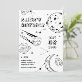 Schwarzweißastrologie Mond Geburtstag Einladung (Stehend Vorderseite)