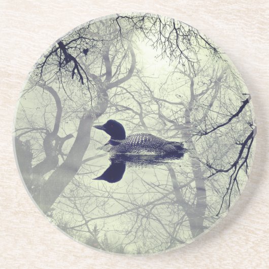 Schwarzweißballon auf dem See-Sandstein Getränkeuntersetzer (Vorne)