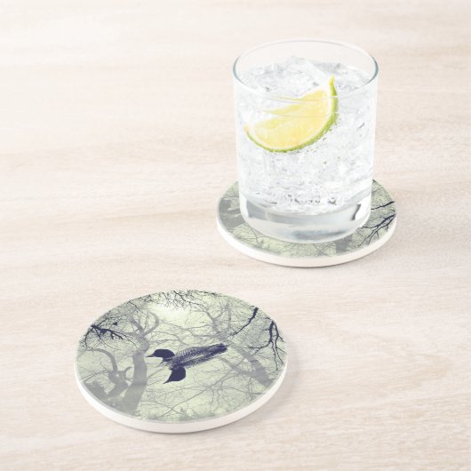 Schwarzweißballon auf dem See-Sandstein Getränkeuntersetzer (Seite)