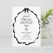 Schwarzweißband-Brautparty Einladung (Stehend Vorderseite)