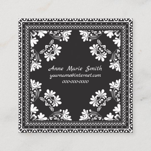 Schwarzweißbandmuster Quadratische Visitenkarte (Vorderseite)