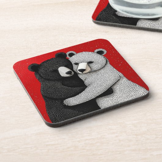 Schwarzweißbären Getränkeuntersetzer (Linke Seite)