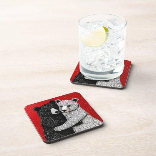 Schwarzweißbären Getränkeuntersetzer (Rechte Seite)
