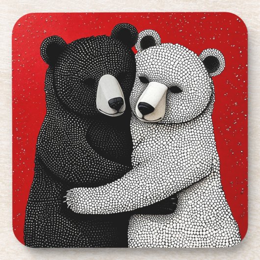 Schwarzweißbären Getränkeuntersetzer (Vorderseite)