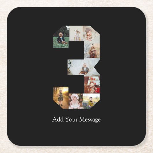 Schwarzweißbild 3 FotoCollage Rechteckiger Pappuntersetzer (Vorderseite)