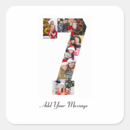 Schwarzweißbild 7 FotoCollage Quadratischer Aufkleber