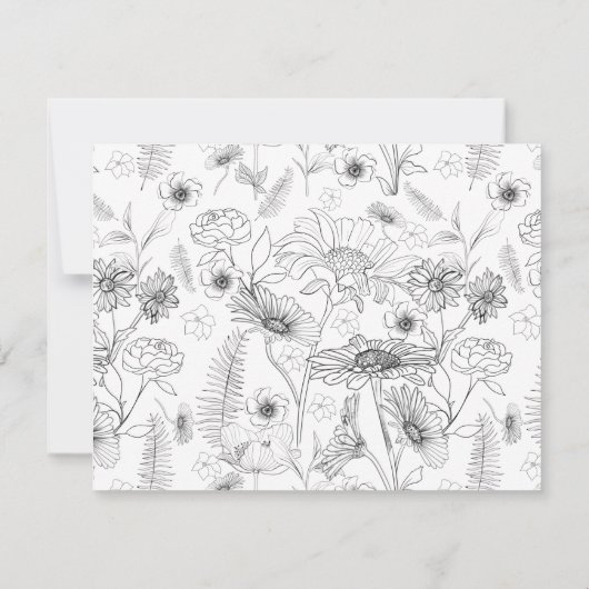 Schwarzweißbild-Blume-Design: Meine Bridesmaid Einladung (Rückseite)