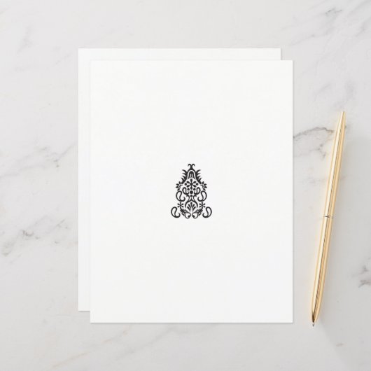 Schwarzweißbild eines verzierten Designs (Vorderseite/Rückseite Beispiel)