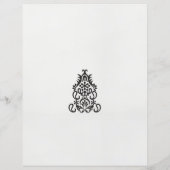 Schwarzweißbild eines verzierten Designs (Rückseite)