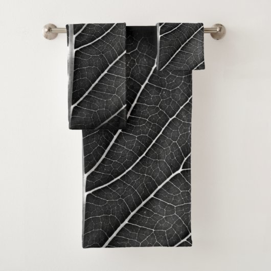 Schwarzweißblatt nah badhandtuch set (Insitu)