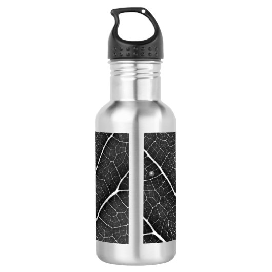 Schwarzweißblatt nah edelstahlflasche (Rückseite)
