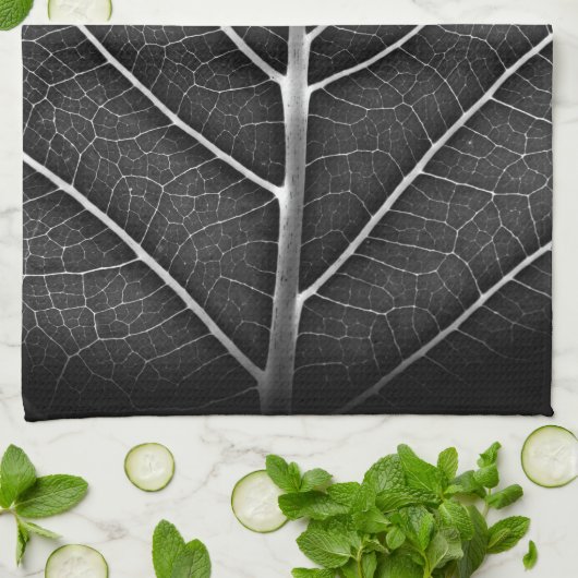 Schwarzweißblatt nah geschirrtuch (Gefaltet)