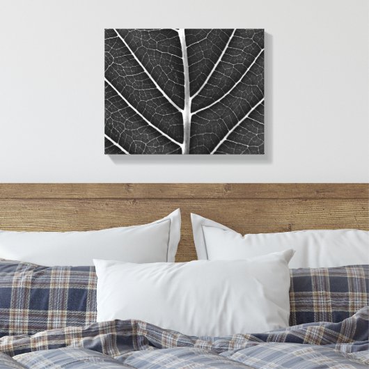 Schwarzweißblatt nah leinwanddruck (Insitu (Schlafzimmer))