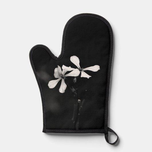 Schwarzweißblumen Ofenhandschuh (Vorderseite)