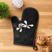 Schwarzweißblumen Ofenhandschuh (Oben unten)