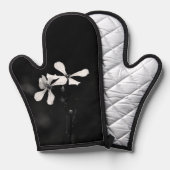 Schwarzweißblumen Ofenhandschuh (Vorderseite/Rückseite)
