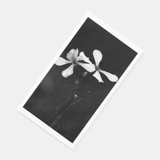 Schwarzweißblumen Serviette (Ecke)