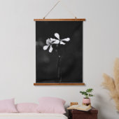 Schwarzweißblumen Wandteppich Mit Holzrahmen (Schlafzimmer)
