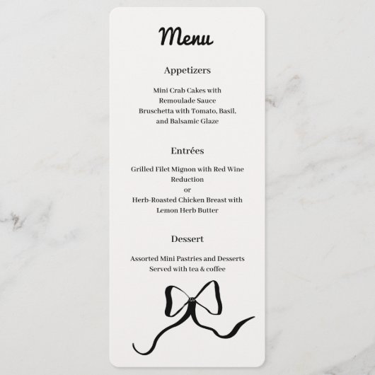 Schwarzweißbogen Menükarte (Vorderseite)