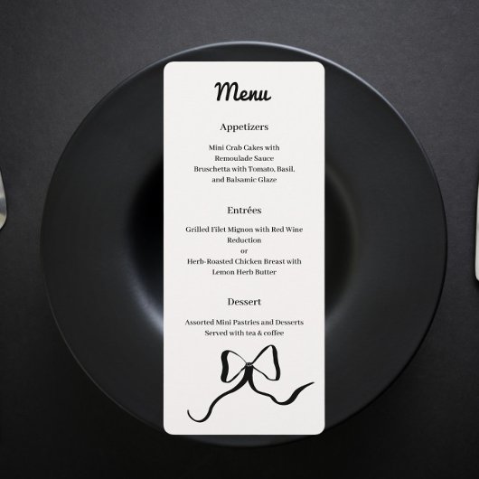 Schwarzweißbogen Menükarte