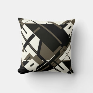 Schwarzweißbraun, Abstrakt Kissen