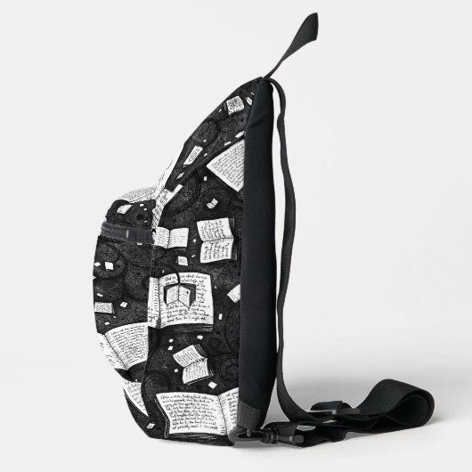Schwarzweißbücher - Hintergrund Crossbody Bag (Rechts)