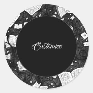 Schwarzweißbücher - Hintergrund Runder Aufkleber