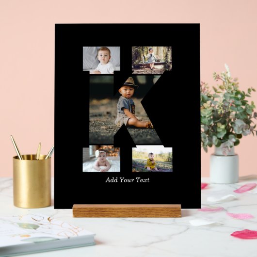 Schwarzweißbuchstaben K FotoCollage Acrylschild (Hochzeit)