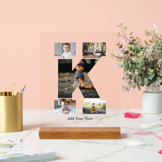 Schwarzweißbuchstaben K FotoCollage Acrylschild (Hochzeit)