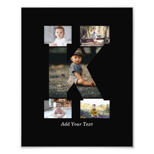 Schwarzweißbuchstaben K FotoCollage Fotodruck (Vorne)