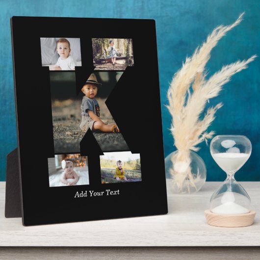 Schwarzweißbuchstaben K FotoCollage Fotoplatte (Seite)