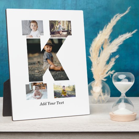 Schwarzweißbuchstaben K FotoCollage Fotoplatte (Seite)