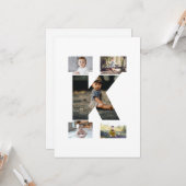 Schwarzweißbuchstaben K FotoCollage Karte (Vorderseite/Rückseite Beispiel)