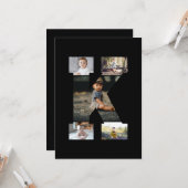 Schwarzweißbuchstaben K FotoCollage Karte (Vorderseite/Rückseite Beispiel)