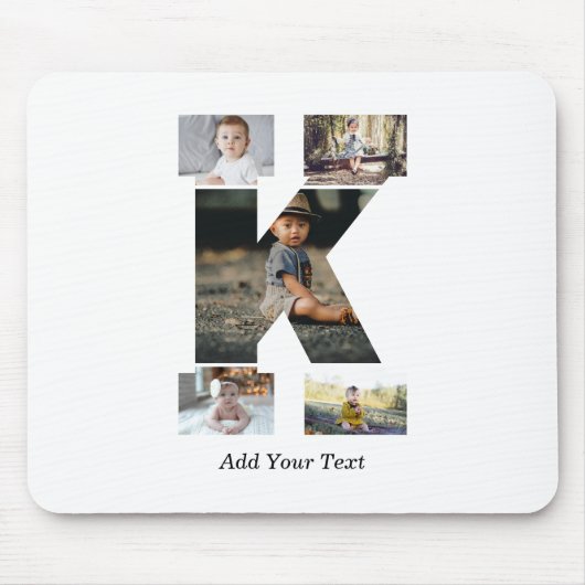 Schwarzweißbuchstaben K FotoCollage Mousepad (Vorne)