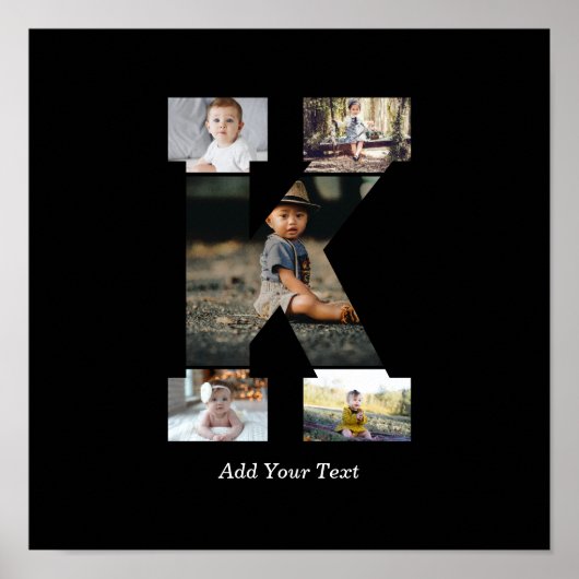 Schwarzweißbuchstaben K FotoCollage Poster (Vorne)