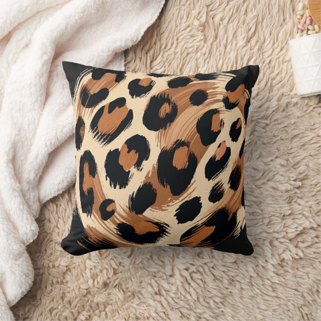 Schwarzweißcreme-Leopard-Tierdruck Kissen (Decke)